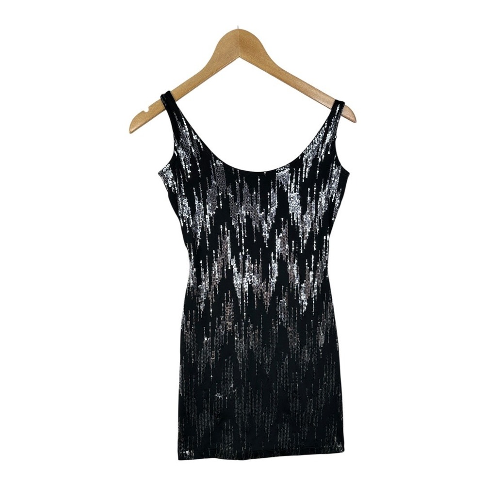 SOHO Womens Black and‎ Silver Sleveless Sequin Mini Dress Size 2